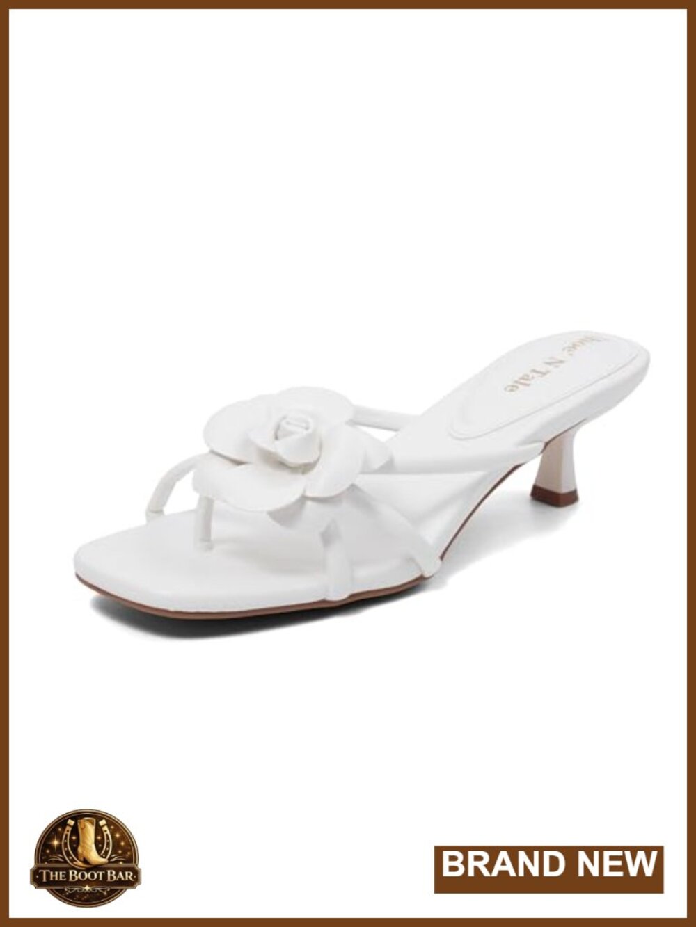 Women's Floral Strappy Square Toe Kitten Heel Sandals